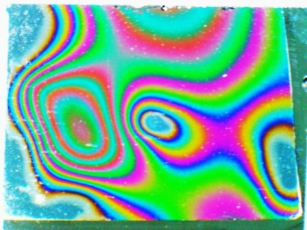 ポリマーブラシ接着界面にできたニュートンリングの光学写真 Optical photograph of Newton ring shown in gap polymer brush adhesion interface