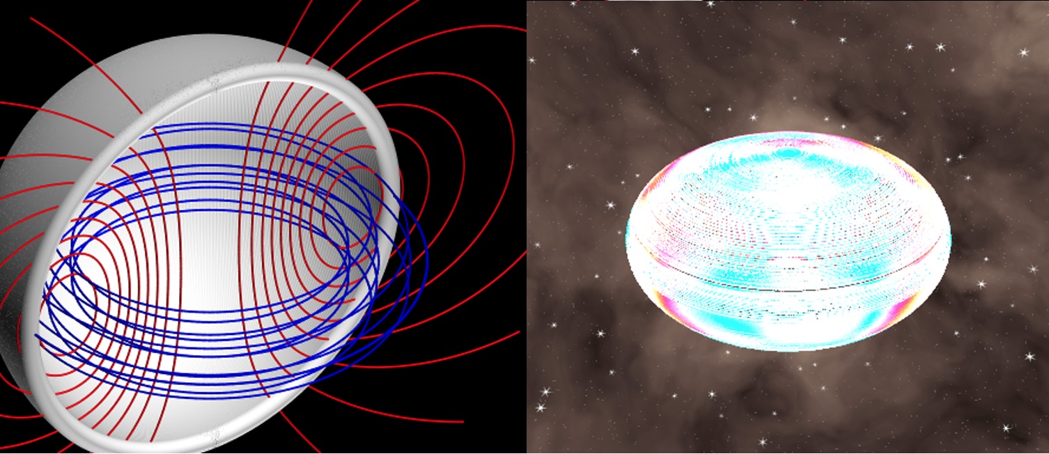 磁場を持つ天体と高速回転星の数値計算画像